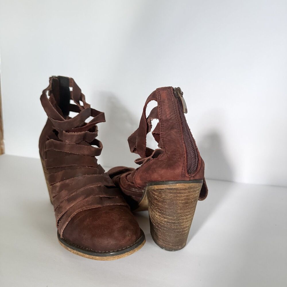 Free People Hybrid Heel Ankle Bootie Womens EU 41/10-10.5 Leather Burgundy